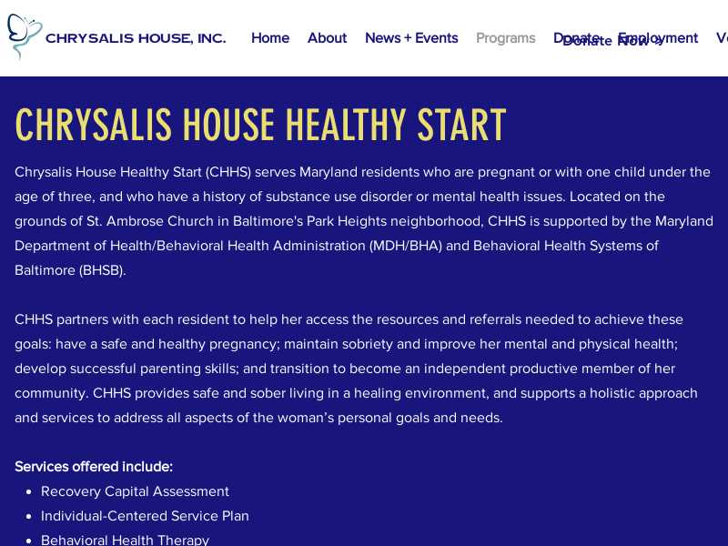 Chrysalis House Healthy Start