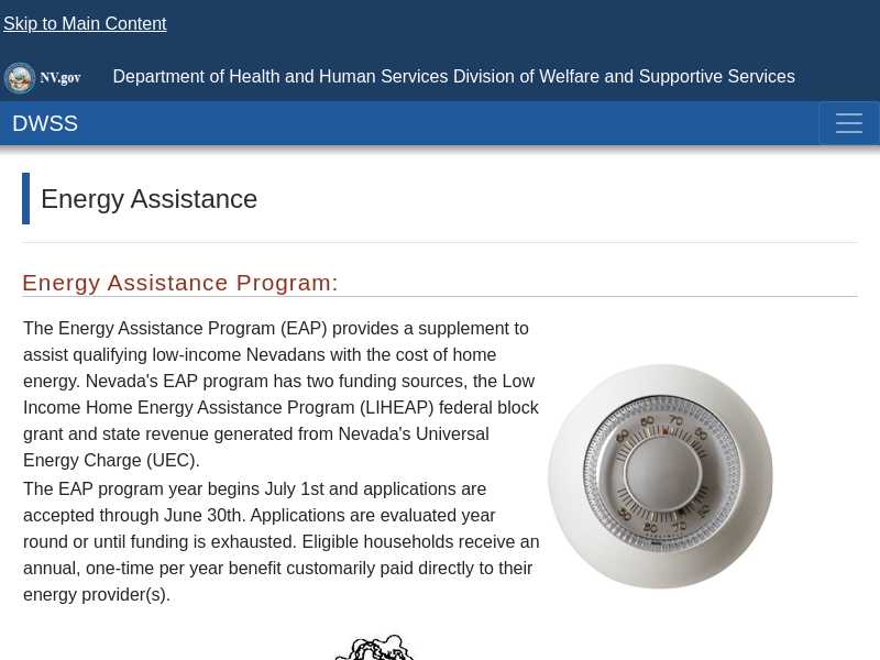 LIHEAP Low-Income Home Energy Assistance Program Nevada
