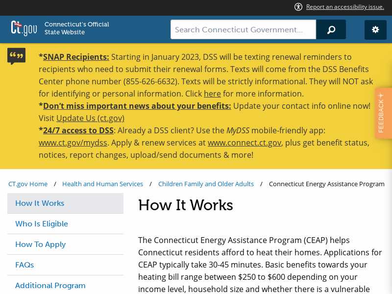 State of CT Energy Assistance Program
