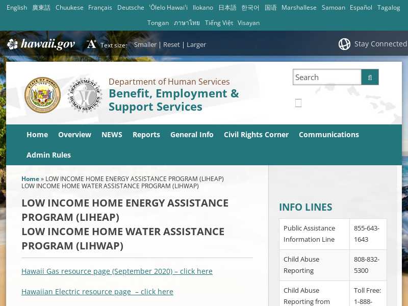 Liheap Low-income Home Energy Assistance Program Hawaii