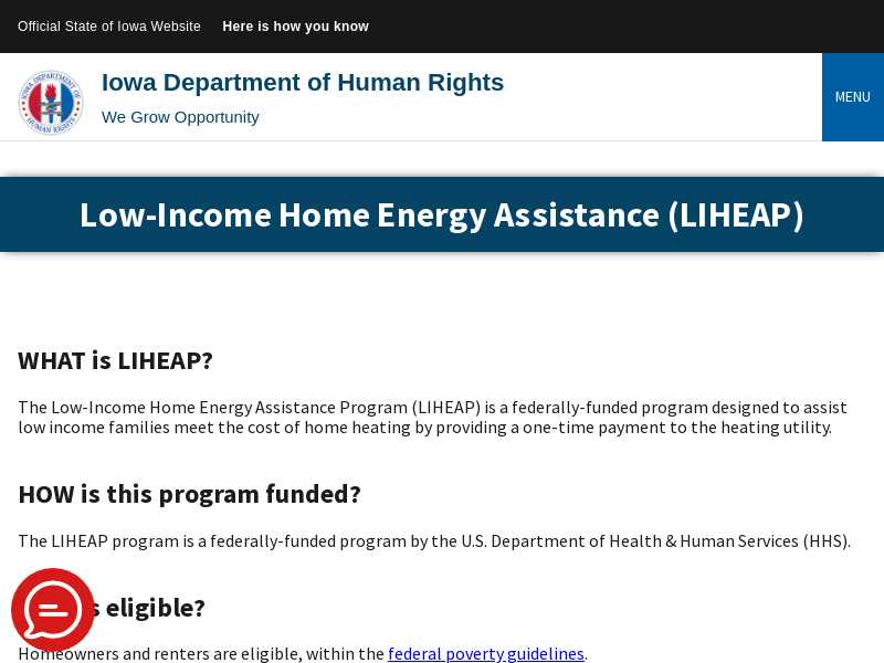 LIHEAP Low-income Home Energy Assistance Program Iowa